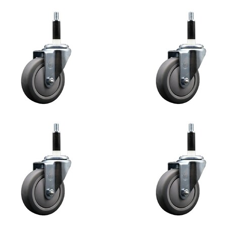 Service Caster 4'' Thermoplastic Rubber Wheel Swivel 7/8'' Expanding Stem Caster Set, 4PK SCC-EX20S414-TPRB-78-4